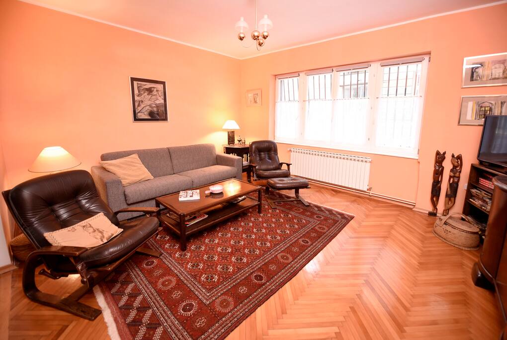 living room with double sofa-bed