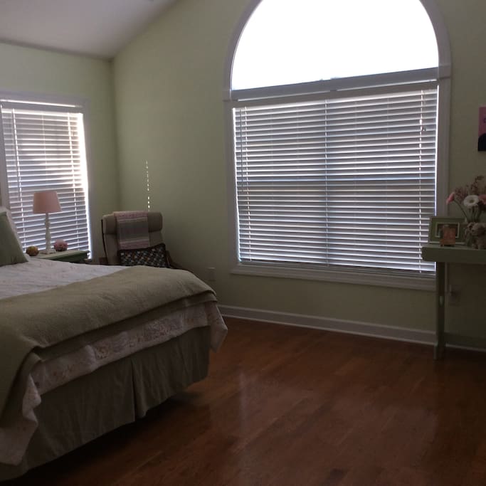 Large windows and great light. Private at night.
