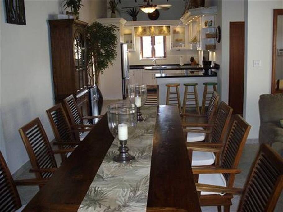 Seating for 10 at Teak Wood Table