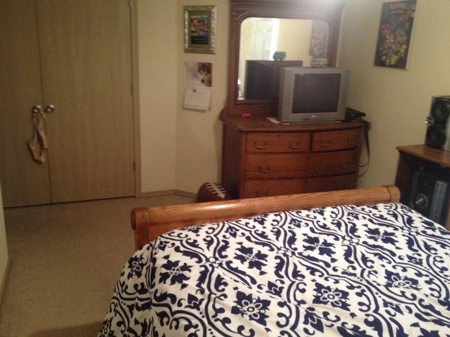 Antique dresser or closet for storing belongings.