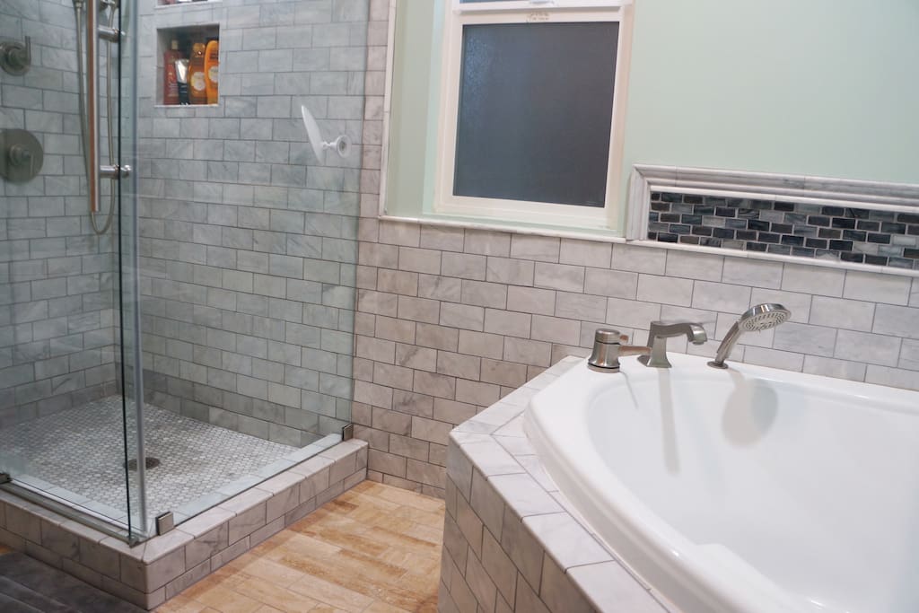 Master Bath (large corner tub with a separate shower).