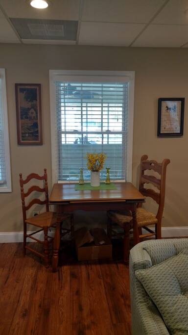 Dining table with leaf.