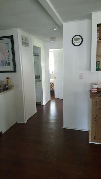 hallway to bedroom and bathroom