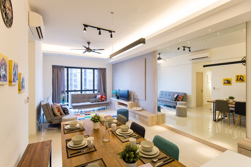 Living Room & Wooden Dining Table