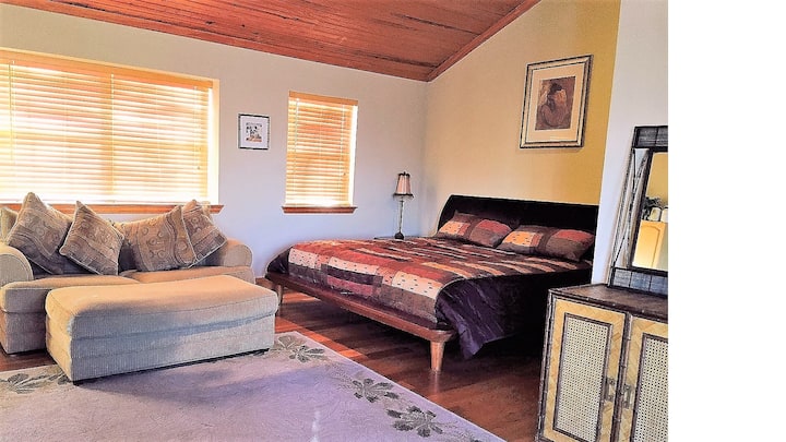 Master Suite na katu s privatnim balkonom, barom, blagovaonicom, čajnom kuhinjom, frig, stojećim tušem, radnim stolom, kaučem itd.