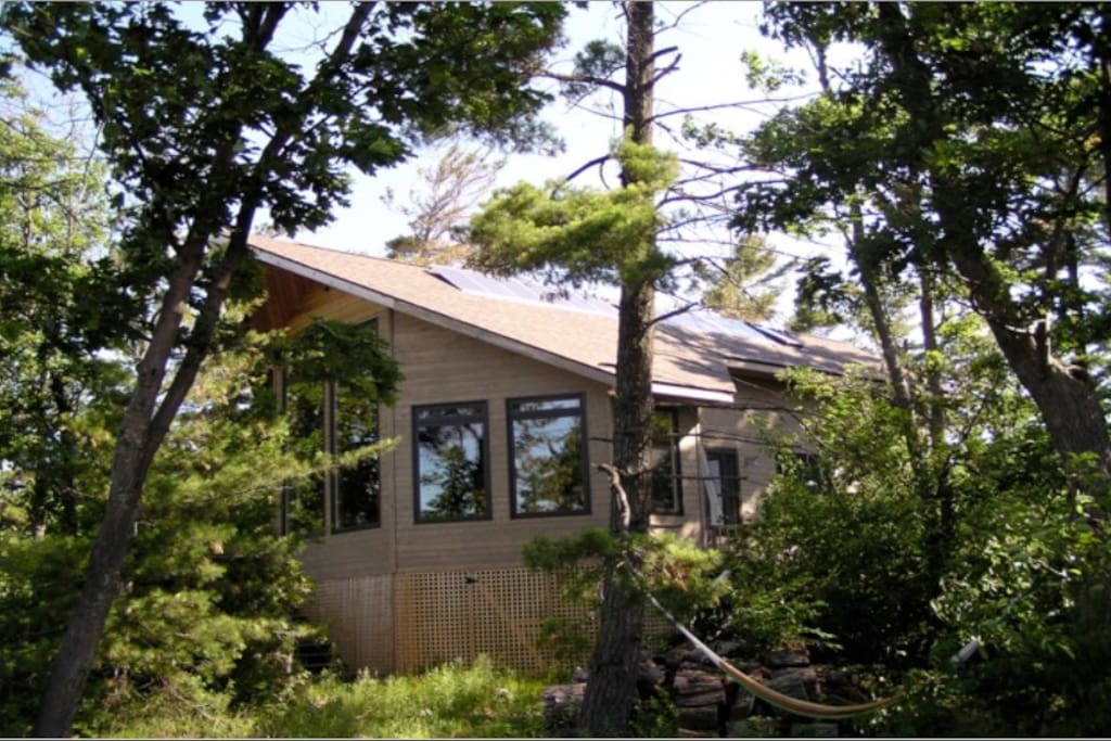 View of the front of the cottage...the large picture windows face southwest.