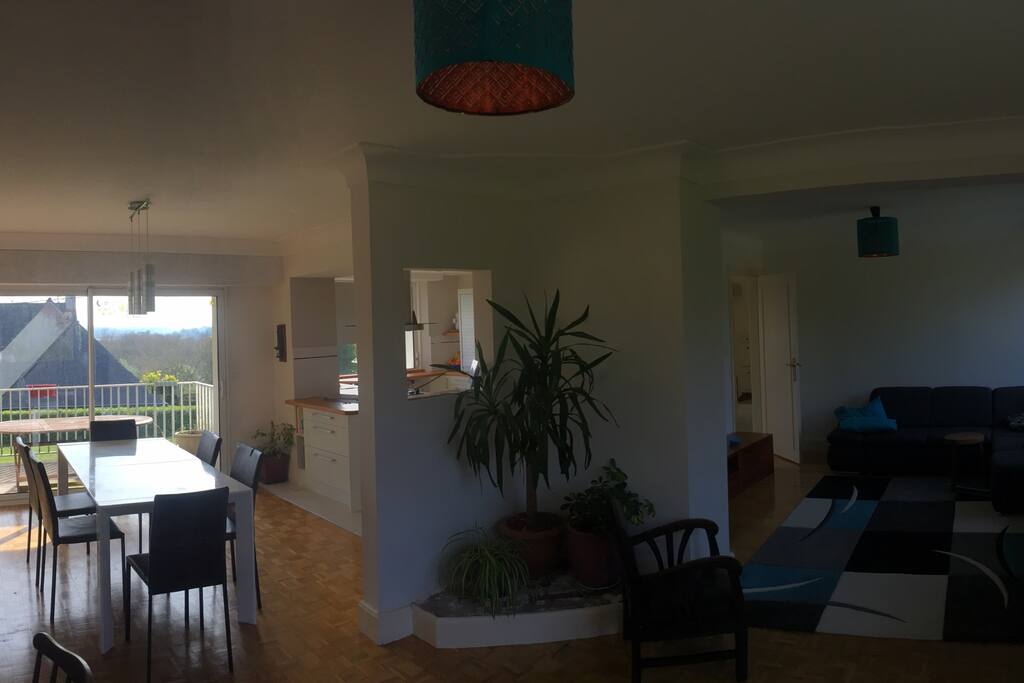 Grand séjour et salle à manger ouverte