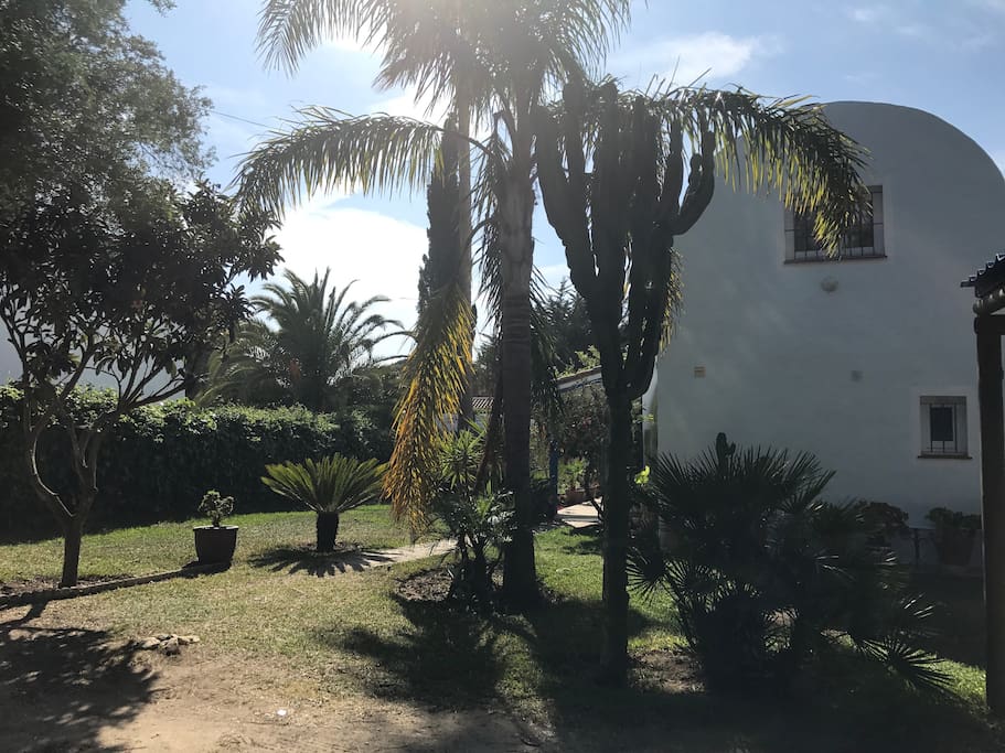 Vista del jardin y de la casa abovedada