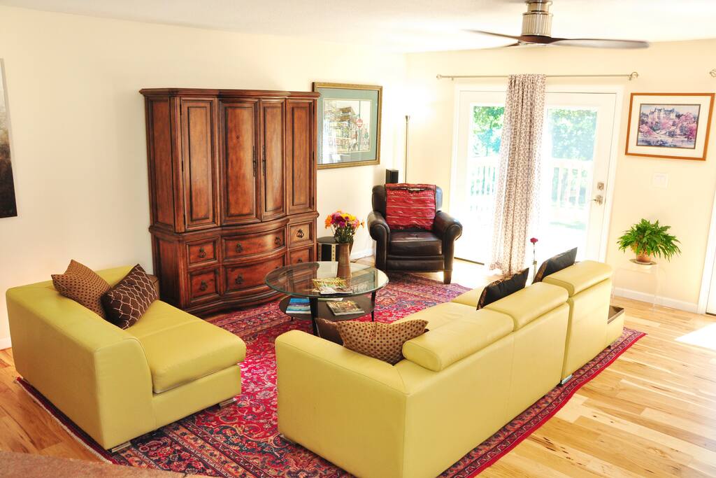 Armoire contains entertainment center.