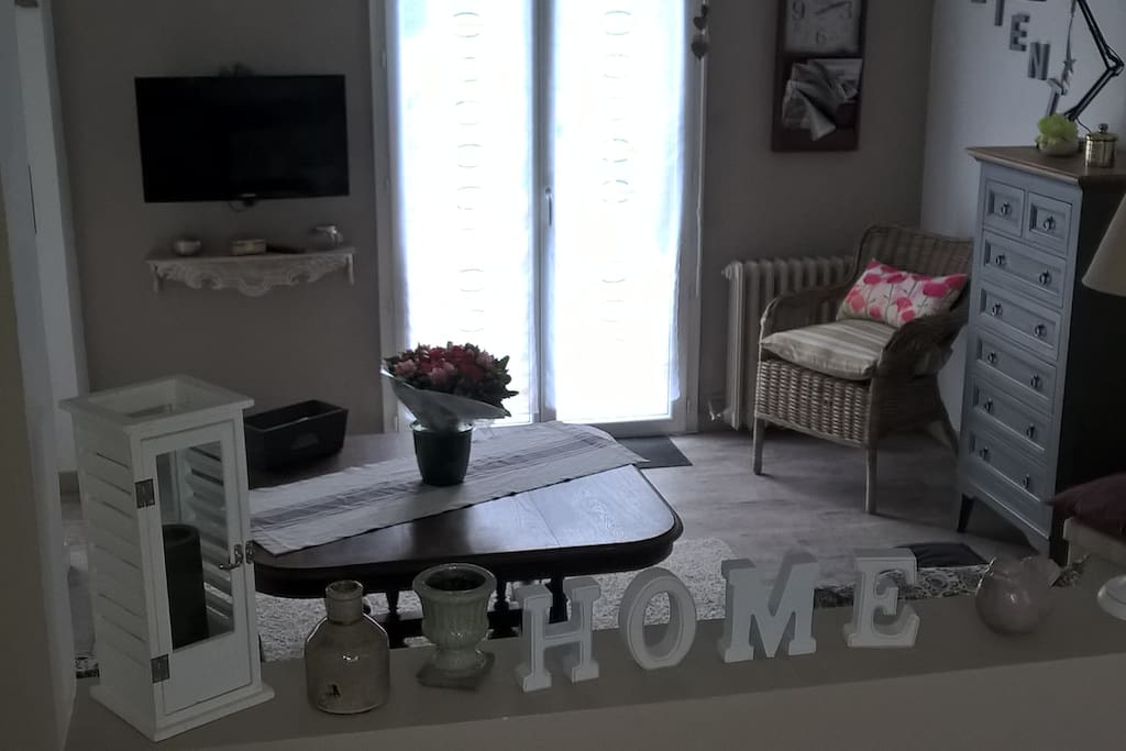 Le salon donne sur l'arrière de la maison , vue sur grand jardin