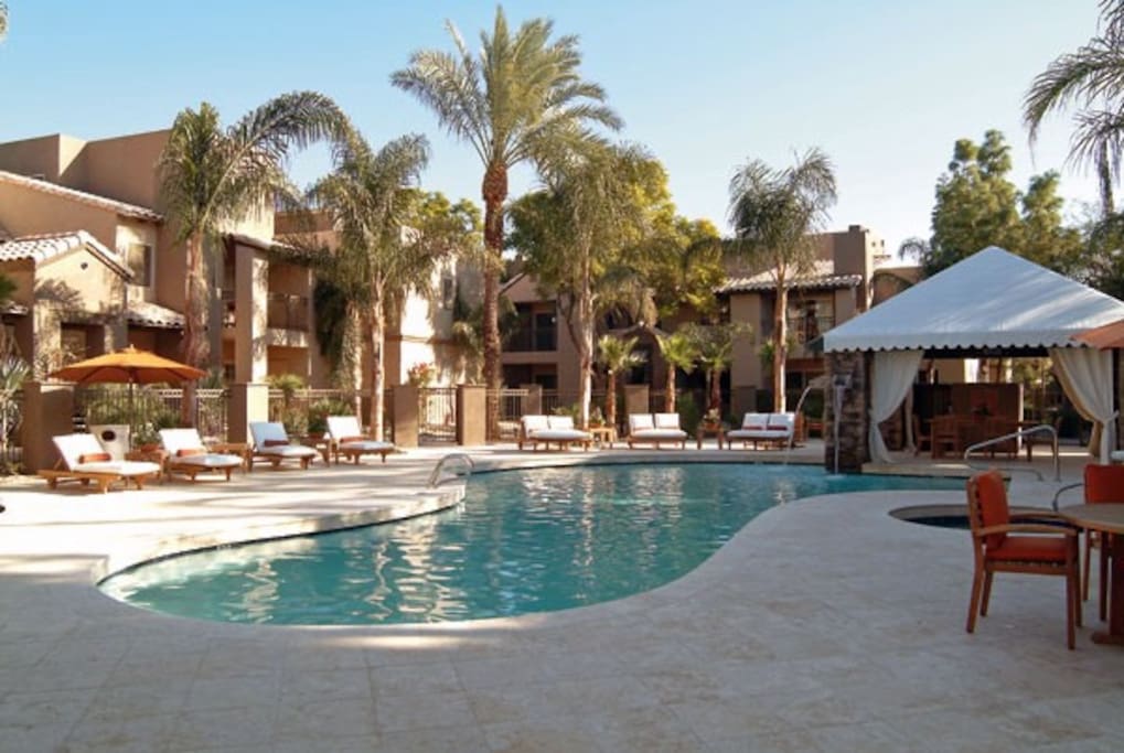 Pool and hot tub area.