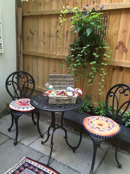 Enjoy a glass of wine on your private outdoor dining area.
