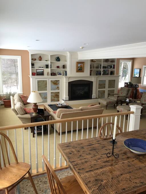 Panoramic windows in comfortable living room