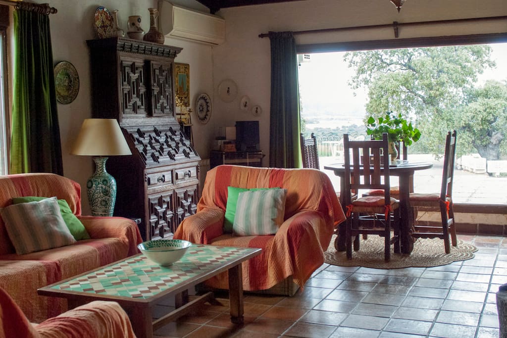 Detalle del salón. Todos los muebles de madera