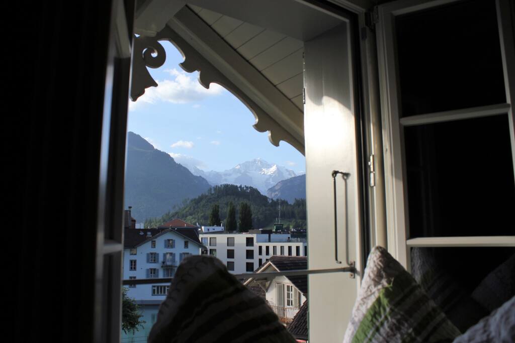 You have a beautiful view from the bed.