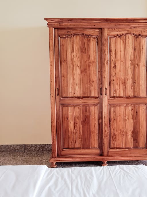 with wooden closet