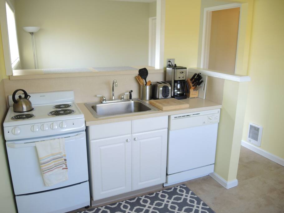 Fully-stocked kitchen.
