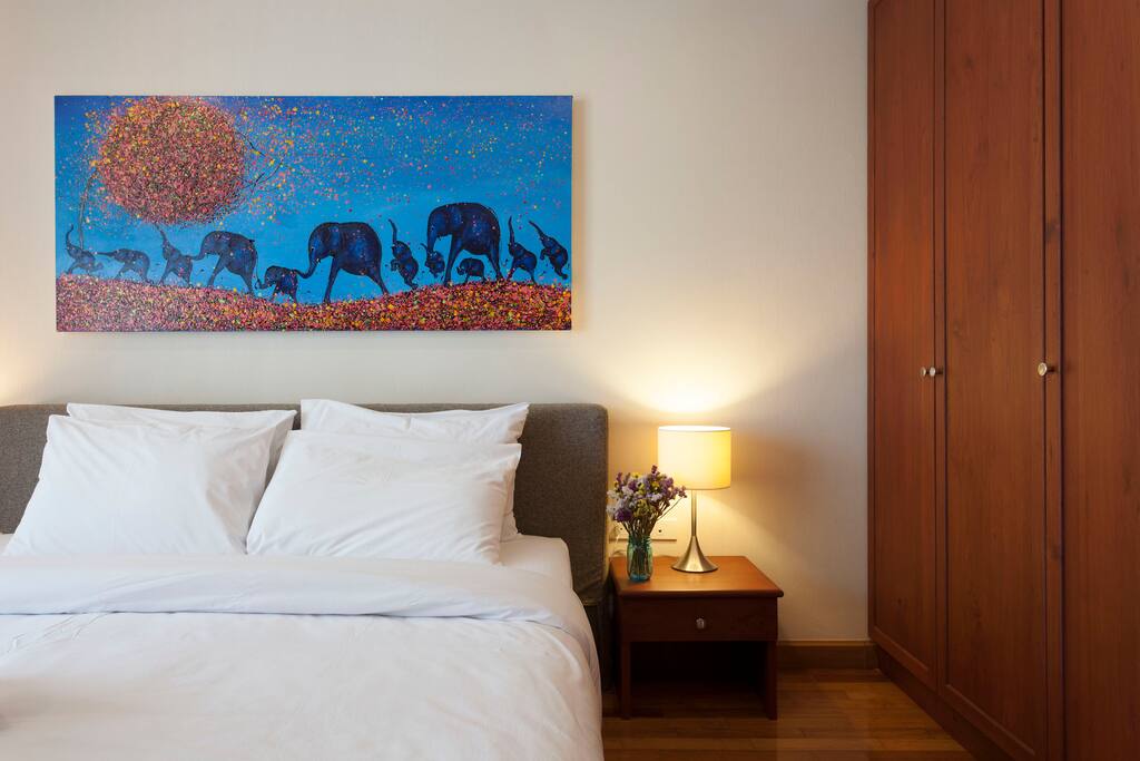 Master Bedroom with a king-size bed, en-suited bathroom and private terrace