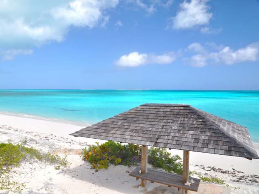 large sun covered area on the beach