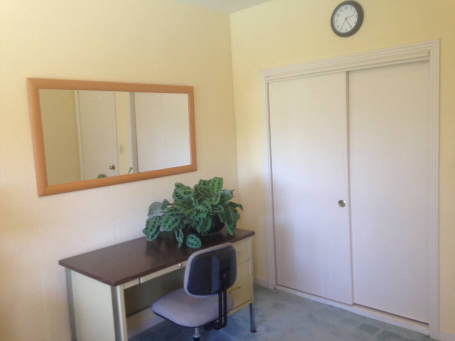 Full closet and desk