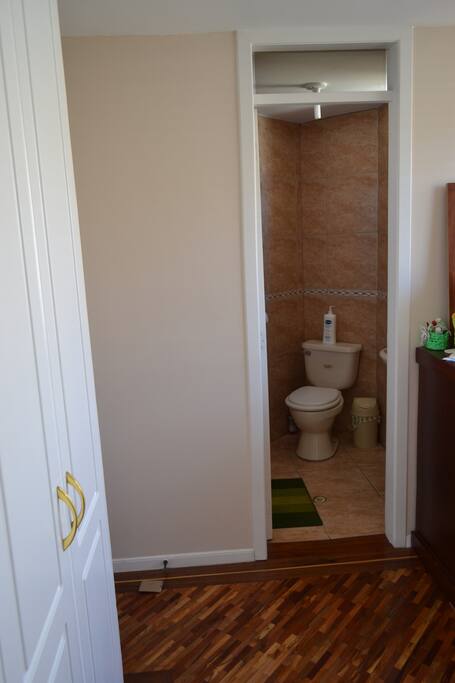 Bathroom and shower.