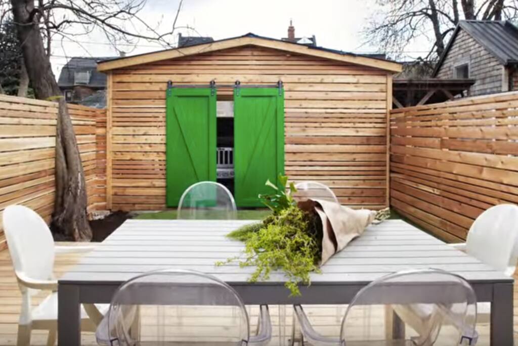 Backyard with gas BBQ