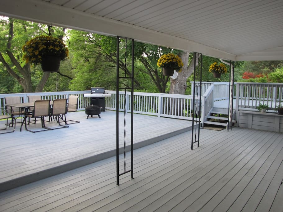 View of the deck. Currently have more furniture, including a fire pit...updated picture soon.