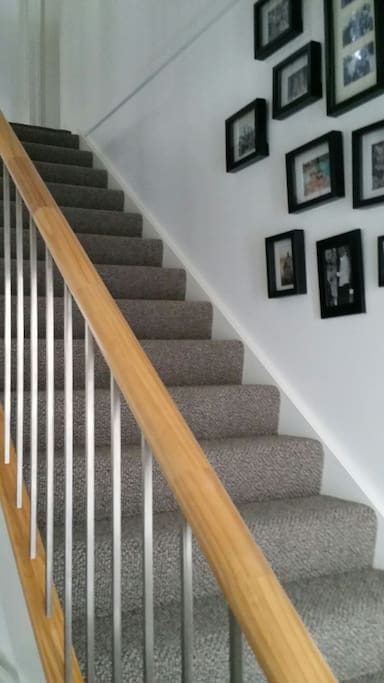 Stairs from front door to your private bedroom and lounge