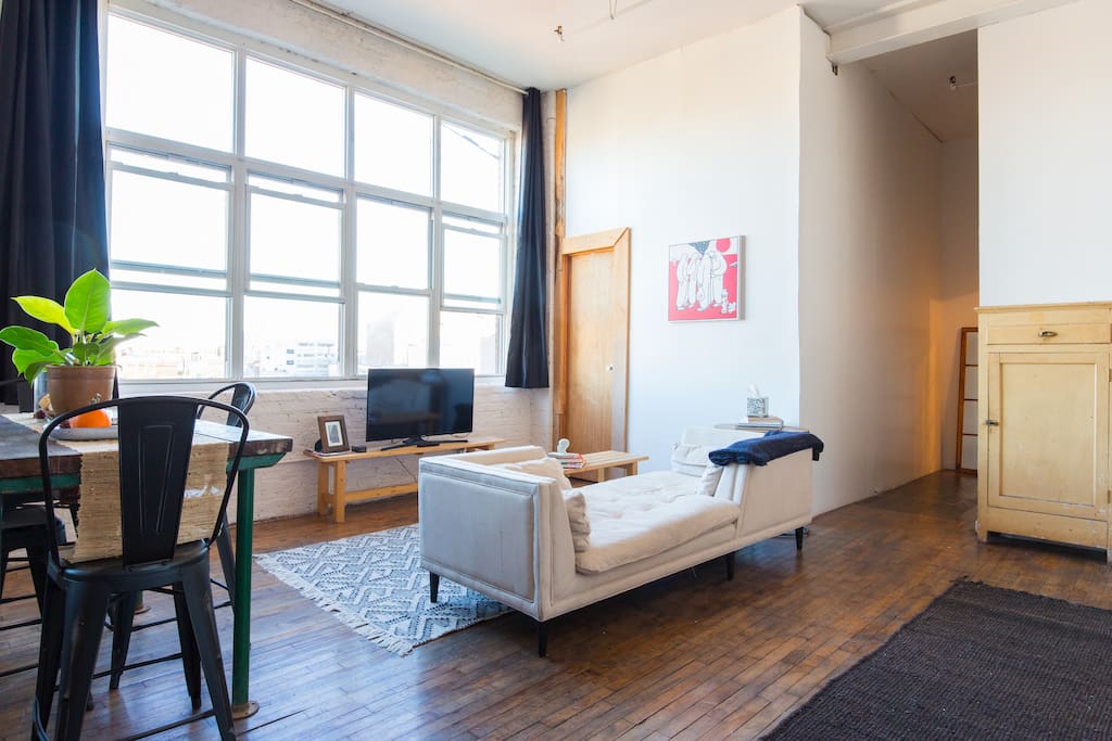 Large loft windows with unobstructed views
