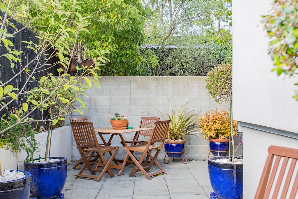 Outdoor furniture in the courtyard