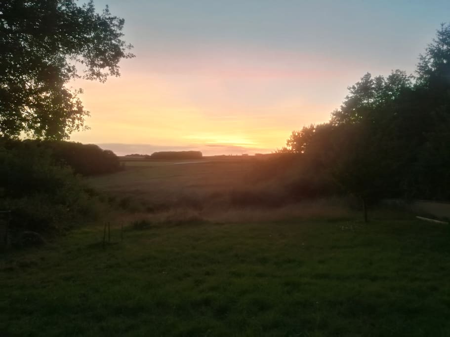 Vue sur le coucher de soleil