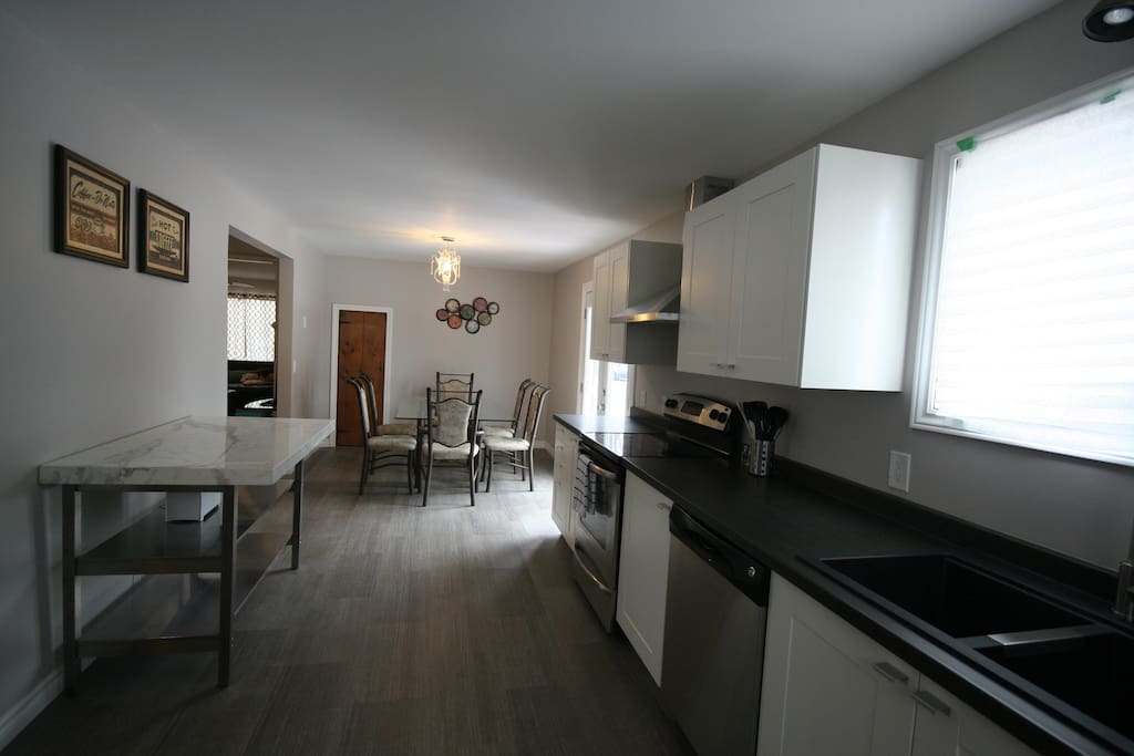 New, new, new! Spacious, modern and luxurious kitchen combined with the dining room.