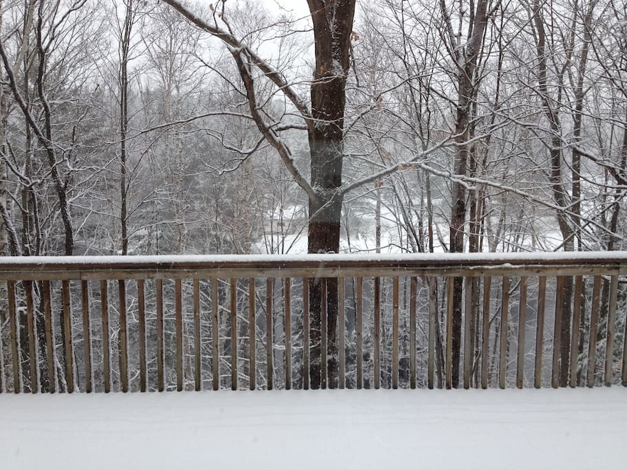 Great property for winter time fun! View of Muskoka River from living room window.