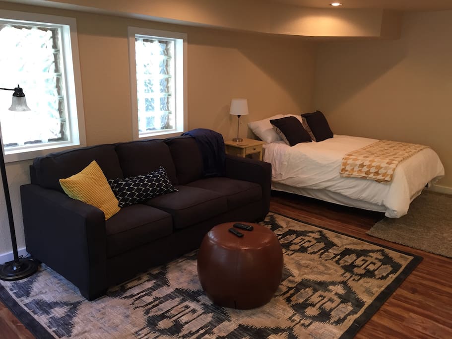 Fully furnished studio living space, with all new furniture and all the comforts of home.