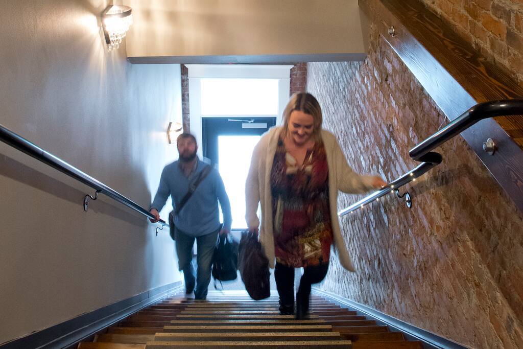 The entrance to Hamlet Hotel features an old school staircase (24 steps!)...we call it the "stairway to heaven! :)