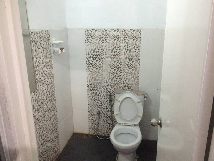Bath room with hot shower