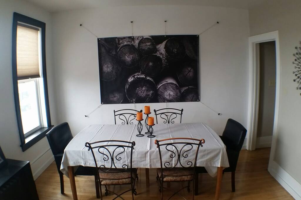 The combined living and dining space make gathering easy.