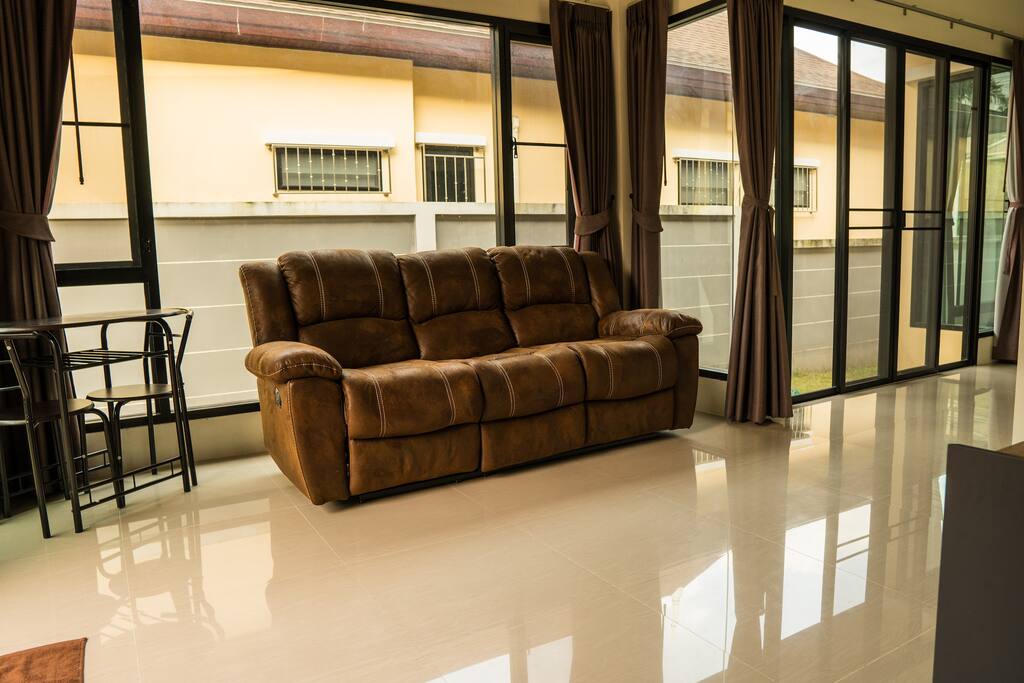 living room with lawn outside