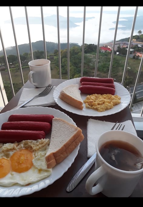 You could prepare your own breakfast in the balcony with relaxing view of Taal :)