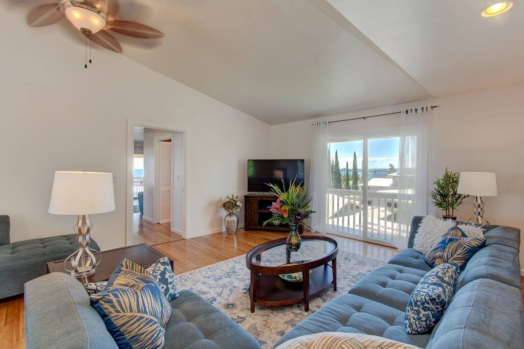 Very comfortable, all brand new living room furniture, flat screen TV w/cable and unlimited internet.