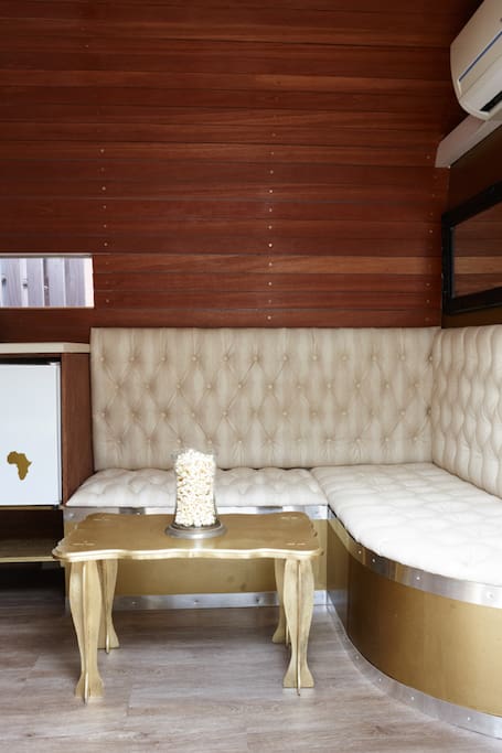 Gold Rooftop Airstream Trailer Interior