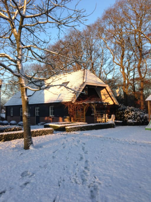 Guesthouse in winter (you can see a small part of the slide on the right side)
