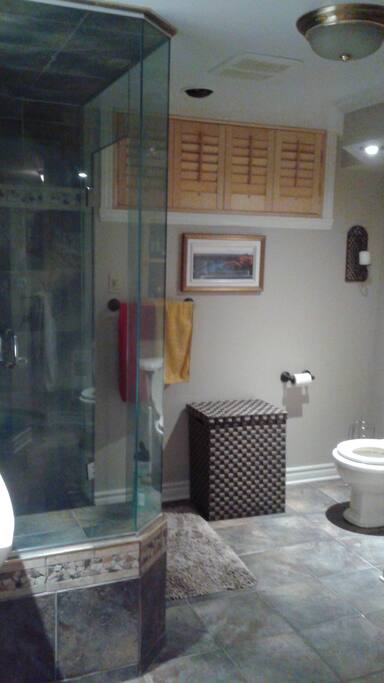 Salle de bain avec sauna-valeur adjacente à la chambre à coucher