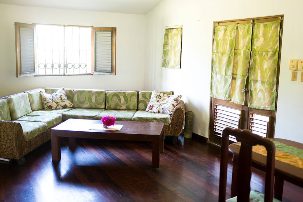Amazing couch and spacious shared living space.