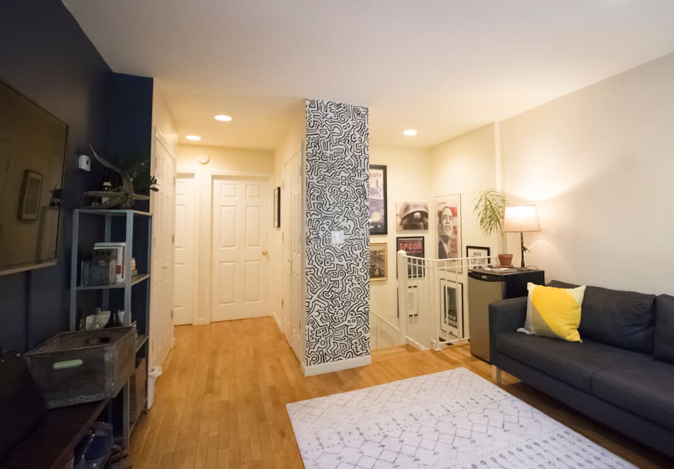 Our two guest rooms are upstairs, with convenient access to the bathroom and mini-fridge.