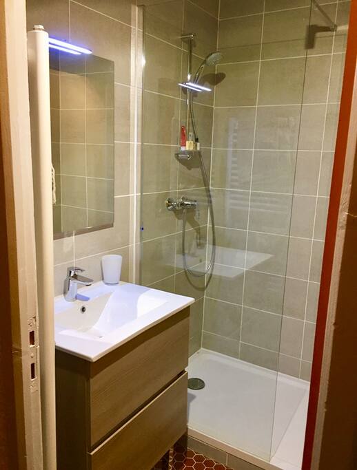 Salle de douche avec toilette séparé