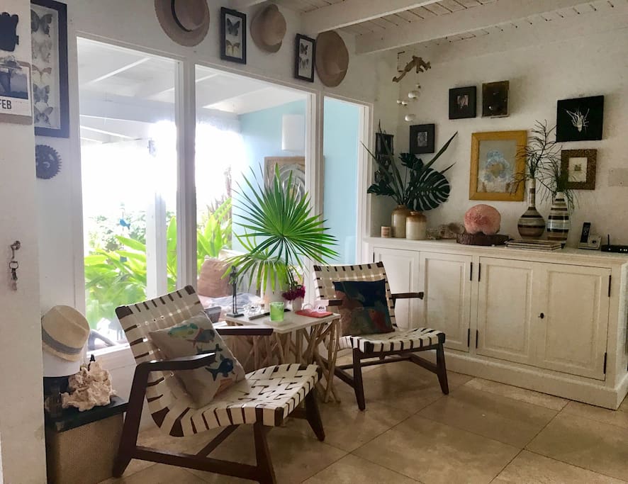 Entry foyer doubles as a reading nook.