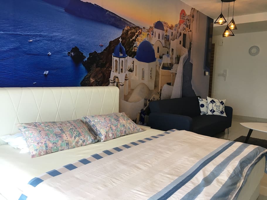 Santorini Suites - King Size Bed with Santorini View