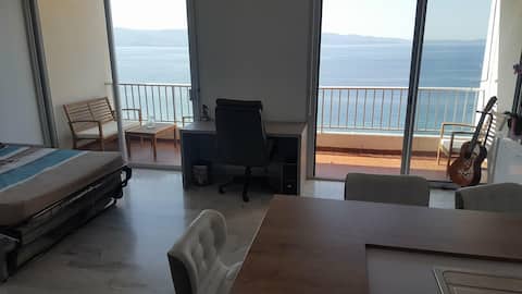Successful Airbnb property: Beachfront studio, exceptional sea view! in Ajaccio