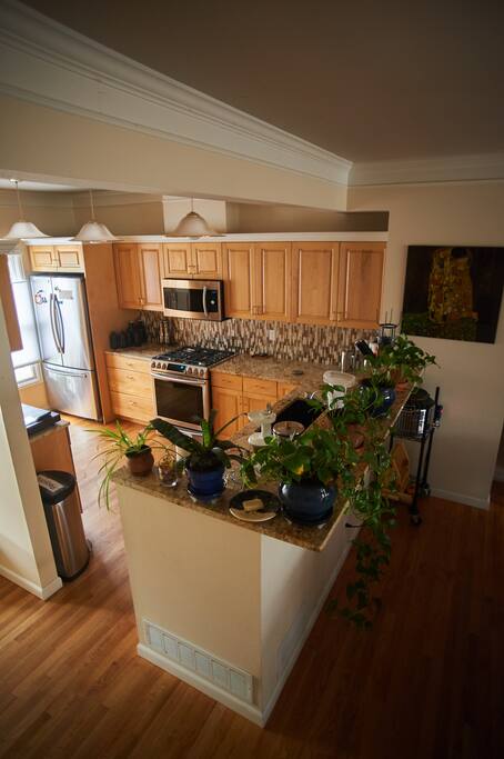 The kitchen is on the left